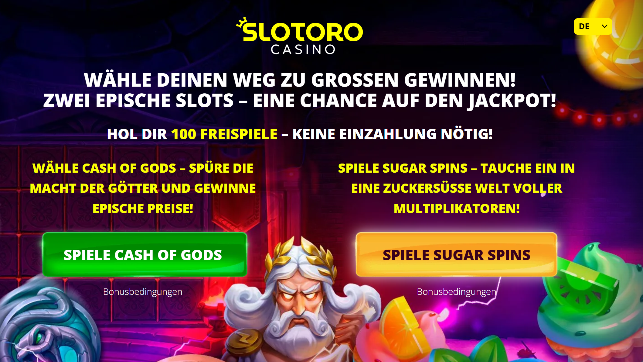 Slotoro 100 Freispiele ohne Einzahlung Screenshot