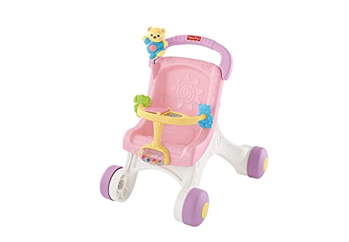 Fisher-Price HBB69 - Brilliant Basics Puppenwagen, musikalischer Spielkinderwagen, Schiebespielzeug Babyspielzeug ab 9 Monaten