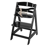 roba Treppenhochstuhl Sit Up III - Mitwachsender Baby Hochstuhl - ab 6 Monaten - Kinderhochstuhl aus Holz schwarz - Stuhl bis 50 kg belastbar, 1 Stück (1er Pack)