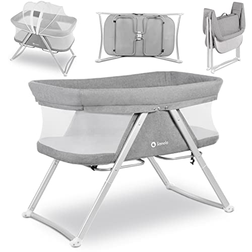 Lionelo Vera 3in1 Baby Reisebett, Mit Faltmatratze Moskitonetz, Grau, ab Geburt bis 9 kg