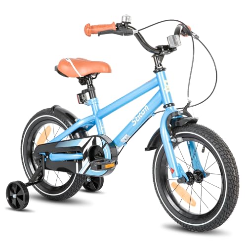 STITCH Kinderfahrrad für 3-5 Jahre Mädchen & Jungen, 14 Zoll Kinderfahrrad mit Stabilisatoren & Handbremsen, 95% montiert,Blau