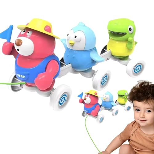Zuasdvnk Nachziehbarer Musikbär, Nachziehspielzeug für Kleinkinder - Preisgekröntes Push-Pull-Spielzeug | Schaukelndes, gehendes Push-Pull-Spielzeug zur Entwicklung der Hand-Auge-Koordination