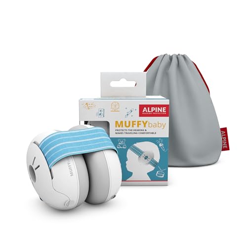 Alpine Muffy Baby - Gehörschutz für Babys bis 36 Monate - 23dB - Baby Lärmschutz Kopfhörer verhindert Gehörschäden und verbessert den Schlaf unterwegs - Verstellbares Kopfband - Blau