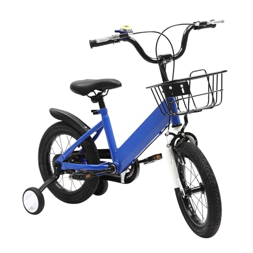 Garbenat 14 Zoll Kinderfahrrad Upgraded Kinder Fahrrad für ab 3-5 Jahre Kinderfahrrad mit Stützrädern & Korb HöHenverstellbar Fahrrad Kinder für Jungen & Mädchen (Blau)