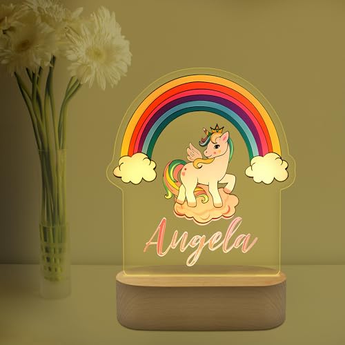 BELLALICHT Personalisiertes Regenbogen Nachtlampe für Babys -Individuelle Nachttischlampe Kinder mit Namen und Datum- Niedliches Personalisierte Geschenke für Babys,Geschenk zur Geburt (styles-7)