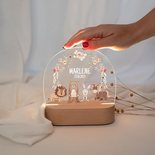 wunderwunsch® - Personalisiertes Nachtlicht für Babys - Individuelle Nachttischlampe für Kinder - Personalisierte Geschenke Kinder - Babygeschenk - Geschenk zur Geburt