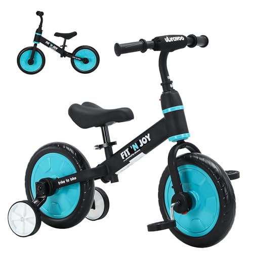 UBRAVOO Fit 'n Joy Kinderfahrrad Fahrräder, 4-in-1 Laufrad für Kinder mit Pedalen und Stützrädern, Trike-to-Bike Kinderrad für Jungen und Mädchen von 2 bis 5 Jahren (Blau)