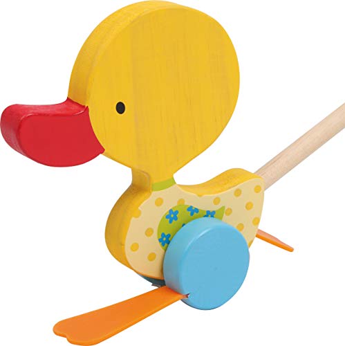 Lauflernhilfe im niedlichen Design: Die Schiebetier Watschel-Ente aus Holz für kleine Abenteurer