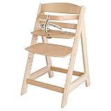 roba Treppenhochstuhl Sit Up III - Mitwachsender Baby Hochstuhl - ab 6 Monaten - Kinderhochstuhl aus Holz natur - Stuhl bis 50 kg belastbar, 1 Stück (1er Pack)