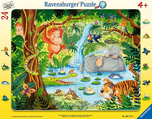 Ravensburger Kinderpuzzle - 06171 Dschungelbewohner - Rahmenpuzzle für Kinder ab 4 Jahren, mit 24 Teilen
