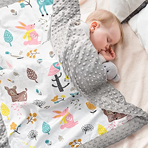 Y-home Babydecke Bio Baumwolle, Kinder Kuscheldecke Polar Fleece Baby Komfort Decke 75x105cm, Grau Doppelseitige Blanket für Mädchen und Junge