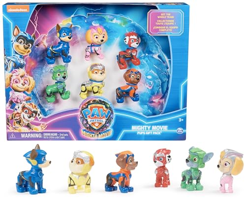 PAW PATROL: Der Mighty Kinofilm, Geschenkset mit 6 Superhelden-Spielfiguren, Spielzeug geeignet für Kinder ab 3 Jahren