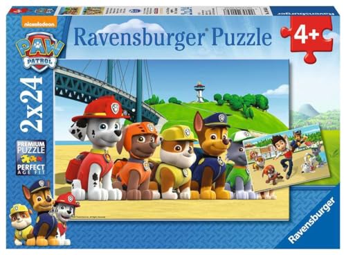 Ravensburger Kinderpuzzle - 09064 Heldenhafte Hunde - Puzzle für Kinder ab 4 Jahren, Paw Patrol Puzzle mit 2x24 Teilen, Paw Patrol Spielzeug, Paw Patrol Geschenke
