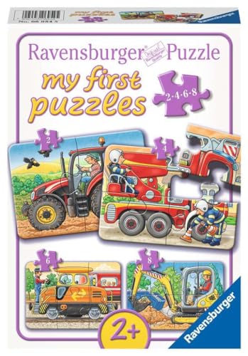 Ravensburger Kinderpuzzle - 06954 Bei der Arbeit - my first puzzle mit 2,4,6,8 Teilen - Puzzle für Kinder ab 2 Jahren, White