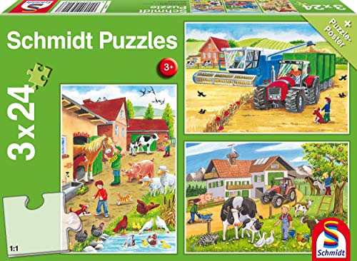 Schmidt Spiele 56216 Auf dem Bauernhof, 3x24 Teile Kinderpuzzle