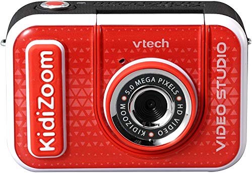 VTech Kidizoom Video Studio HD rot – Kinderkamera mit Greenscreen, Stativ, Effekten, Selfielinse und vielem mehr – Für Kinder von 5-12 Jahren
