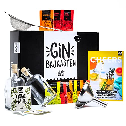 Just Spices DIY Gin-Set I Gin selber machen - 15 Hochwertige Botanicals und Gewürze + Rezepte I Geschenkset für Männer und Frauen I Gin Tonic Personalisiert Baukasten Kit