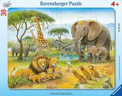 Ravensburger Kinderpuzzle - 06146 Afrikas Tierwelt - Rahmenpuzzle für Kinder ab 4 Jahren, mit 30 Teilen, Teal/Turquoise Green