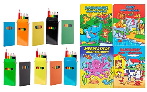 Libetui 10 Set Mini Malbücher für Kinder inklusive Buntstiften Gastgeschenke Mitgebsel Geburtstag Hochzeit Restaurant Malhefte Ausmalbuch