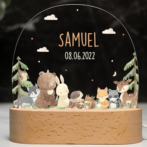 Kidsmood Nachtlampe mit Wunschnamen, Individuelle Nachttischlampe Kinder, Niedliches Nachtlicht für Babys, Personalisierte Geschenke für Babys, Geschenk zur Geburt