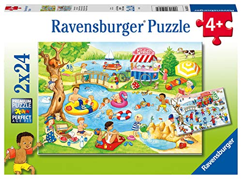 Ravensburger Kinderpuzzle - 05057 Freizeit am See - Puzzle für Kinder ab 4 Jahren, mit 2x24 Teilen