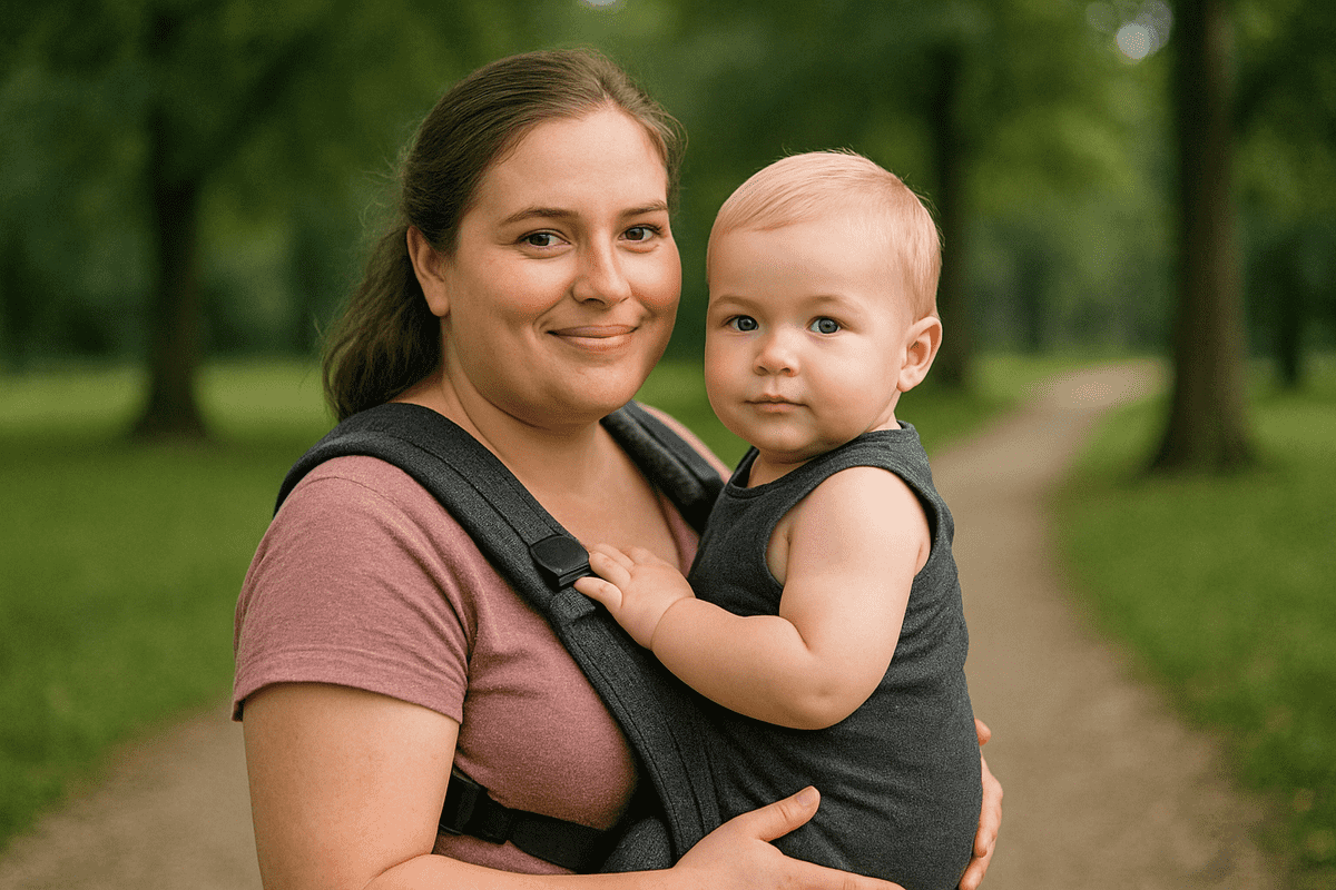 Kräftige Frau mit Baby