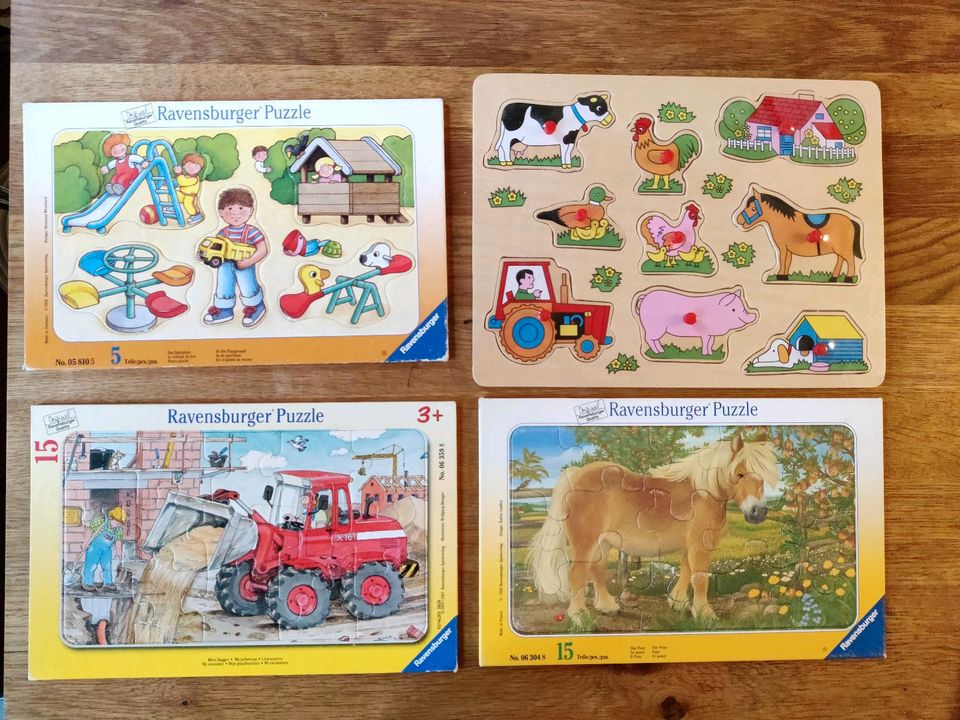 Vielfältiges Puzzle-Set von Ravensburger für Kinder ab 3 Jahren, mit Bauernhof- und Spielplatzthemen