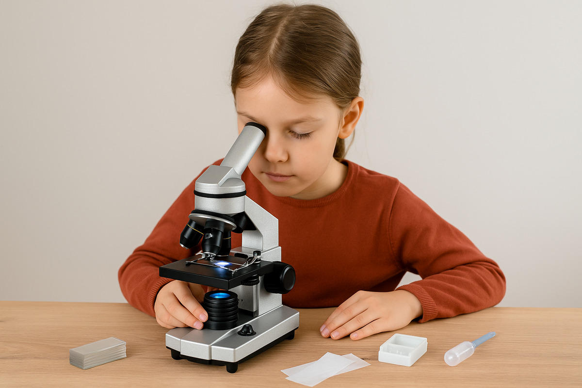 Kindermikroskop-mit-Maedchen